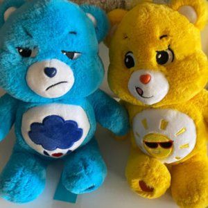 care Bears plush lot of 2 bear stuffed animals funshine grumpy dolls Basic Fun